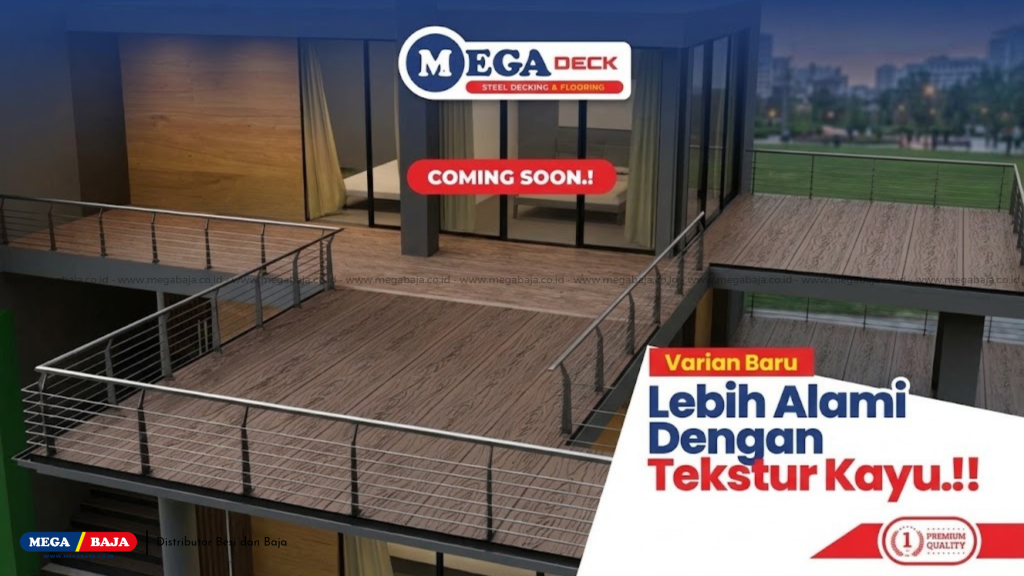 ega Deck berhasil menghadirkan detail urat kayu yang sangat realistis pada balkon mezanin anda