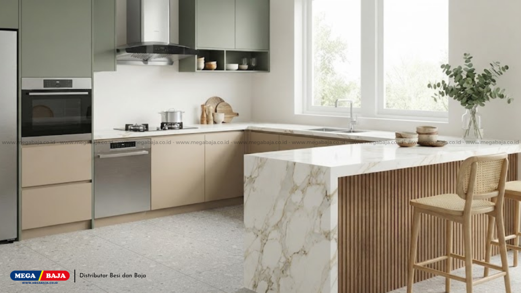 Penggunaan granit tile berukuran besar (big slab) seperti ukuran 60x120 cm, 80x80 cm