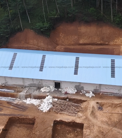 Proyek Pembangunan Gudang 1.200 M² !! dengan Atap Dingin Megawall Two Tone dari RTC - Mega Baja Leuwiliang !!