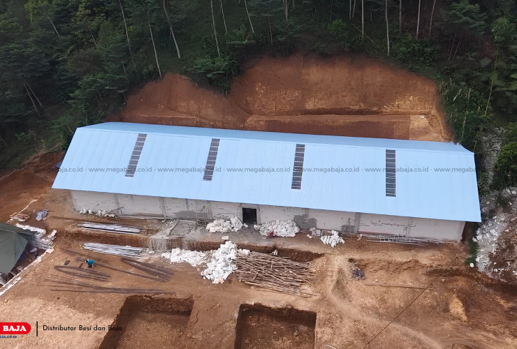 Proyek Pembangunan Gudang 1.200 M² !! dengan Atap Dingin Megawall Two Tone dari RTC - Mega Baja Leuwiliang !!