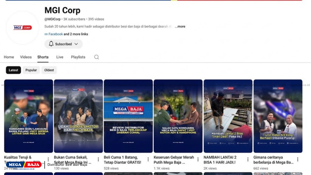 Temukan Informasi Material Konstruksi Terlengkap di YouTube MGI Corp dan Website Resmi Mega Baja