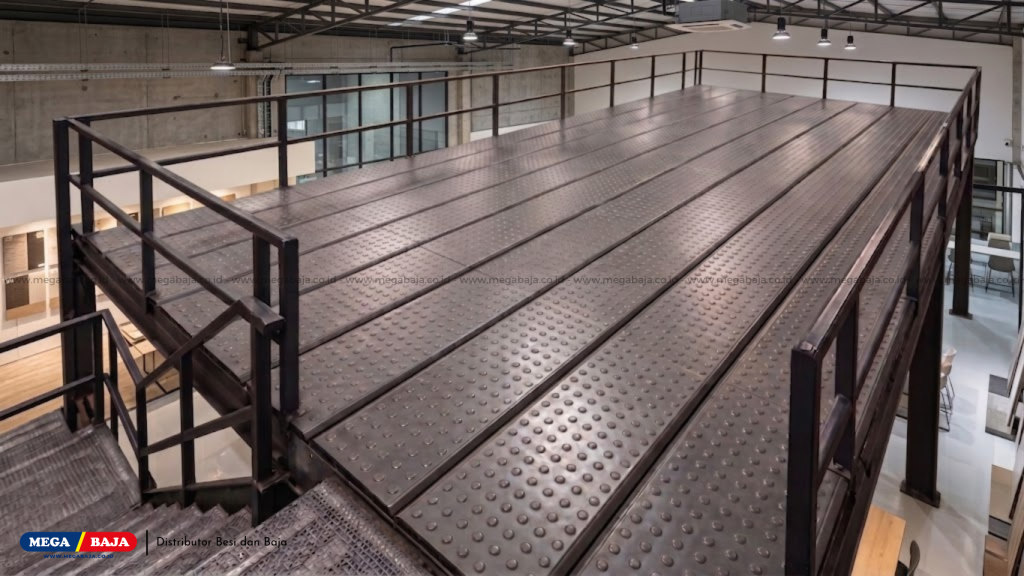 seluruh permukaan area tertutup rapi oleh MEGA DECK Mezanin Metal