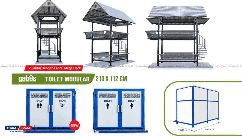 Bangunan Praktis: Solusi Gazebo 2 Lantai dan Toilet Modular dari Mega Baja!