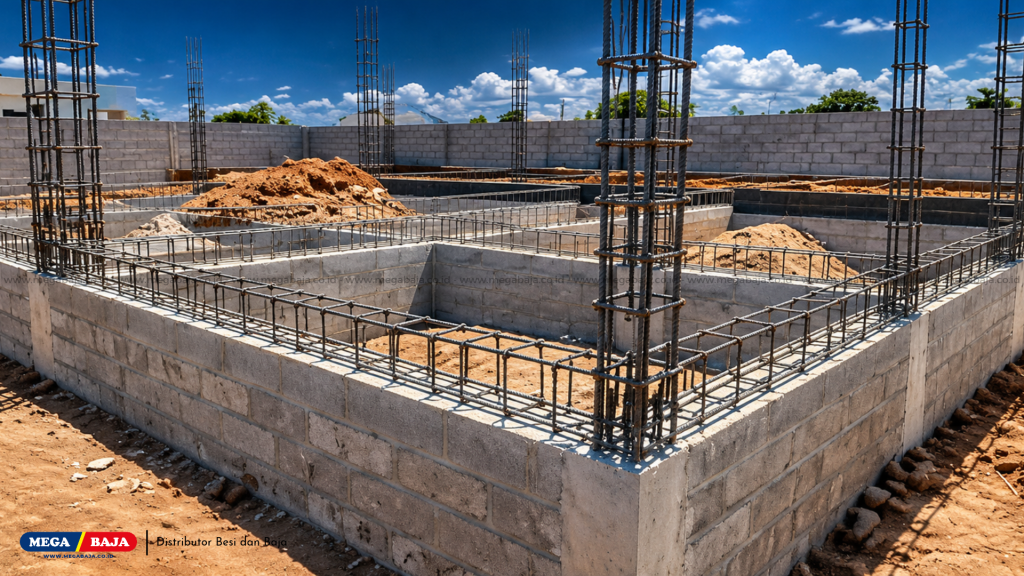 Besi beton polos sangat cocok digunakan pada konstruksi skala kecil atau bangunan satu lantai 