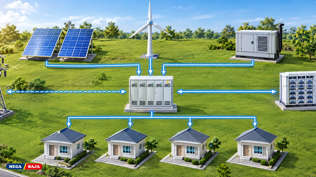 Microgrid mencakup wilayah lokal dan bisa memutuskan hubungan dari jaringan utama untuk beroperasi mandiri