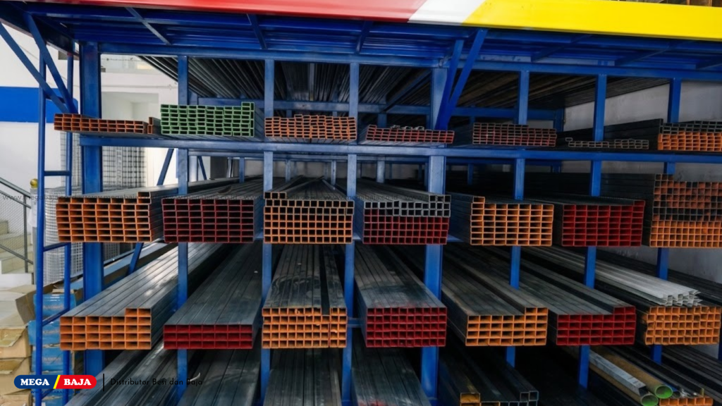 Stok besi galvanis yang tahan karat.